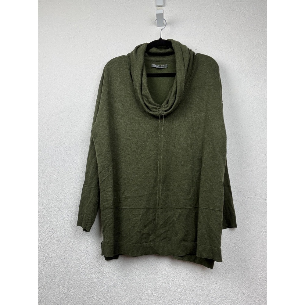 89th & Madison Olive Green Cowl Neck Sweater - XL- Drawstring Knit Boho Cozy